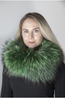 Dark green Finnraccoon fur neck warmer